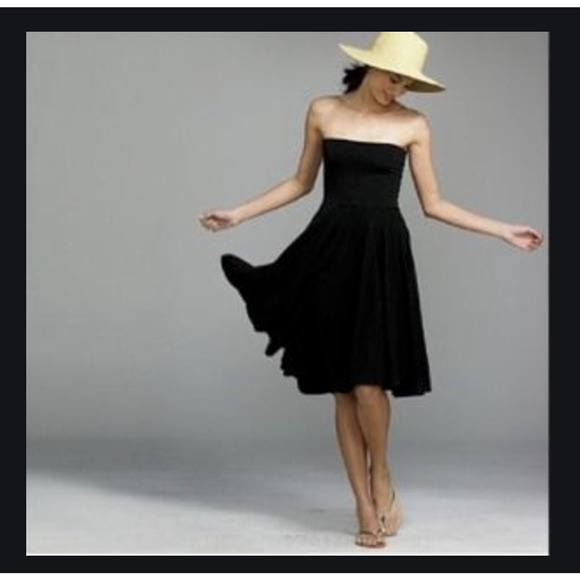 J. Crew Dress Womens 4 Black Emily Silk Back Zip Strapless Pleat Lined Chiffon - Picture 12 of 13